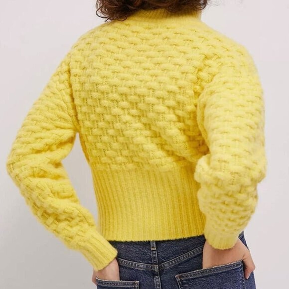 NWT Maeve by Anthropologie Buttercup Textured Chunky Knit Crop Sweater Jacket XS - Picture 10 of 13